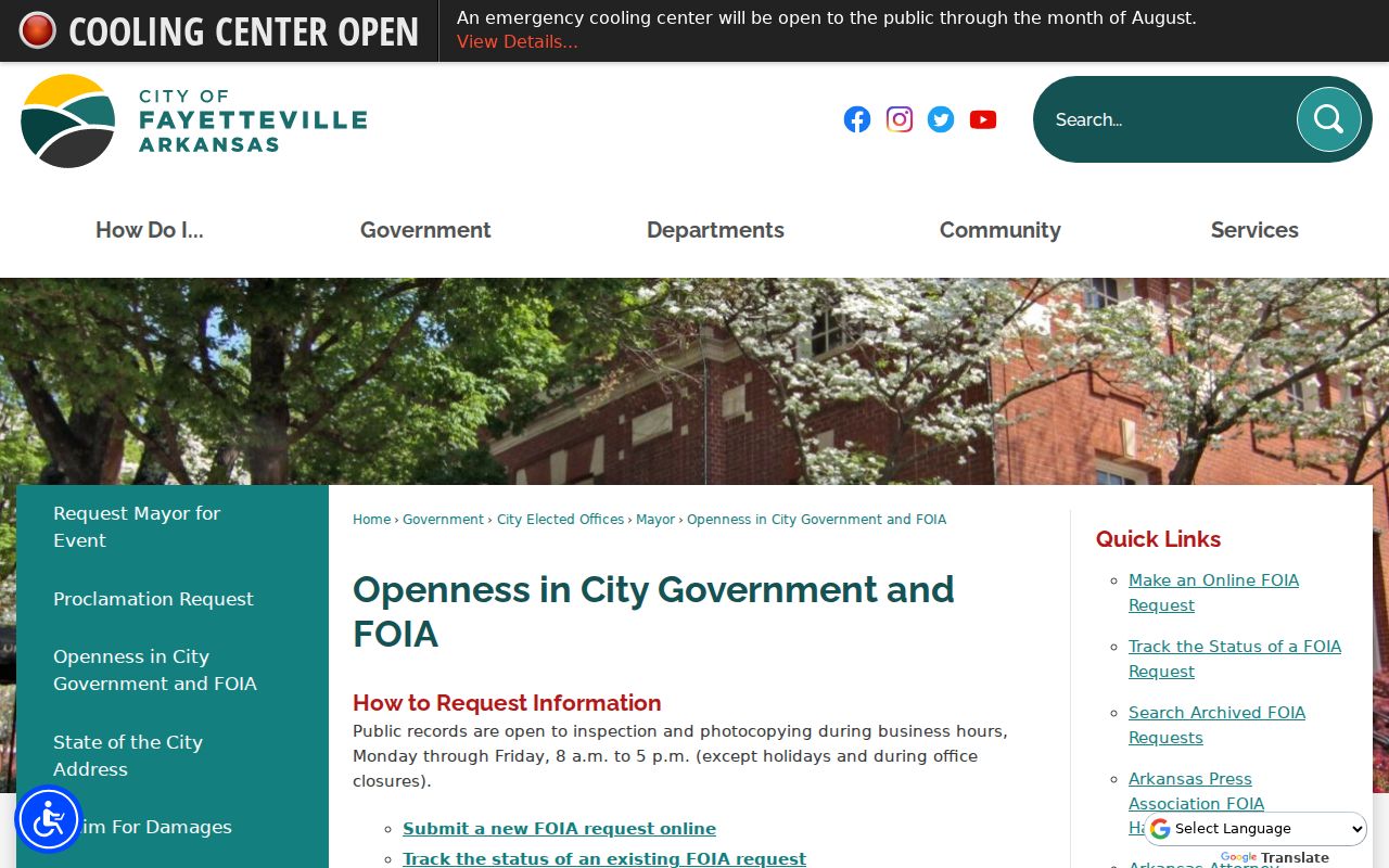 Fayetteville residents directory city open records instructions