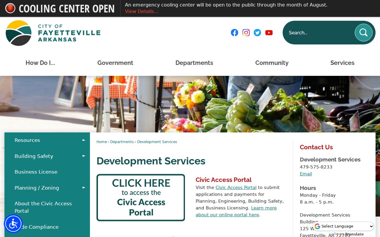 Fayetteville ZIP code directory Development Services records